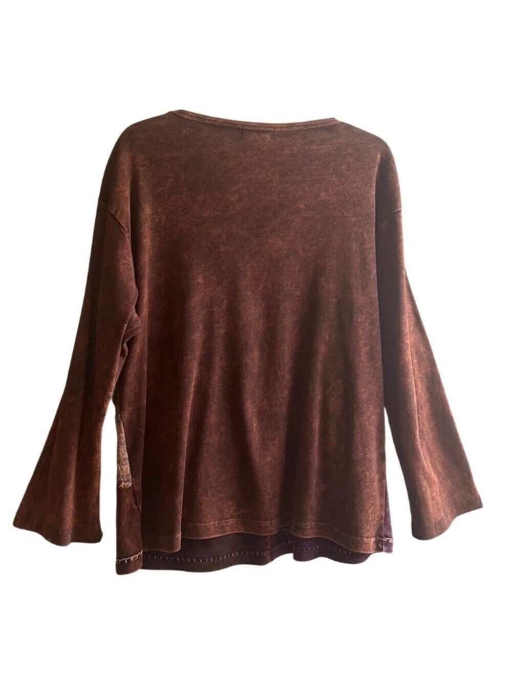 Vintage Windhorse Boho Patchwork Embroidered Long Sleeve Wearable Art Top - Picture 11 of 12